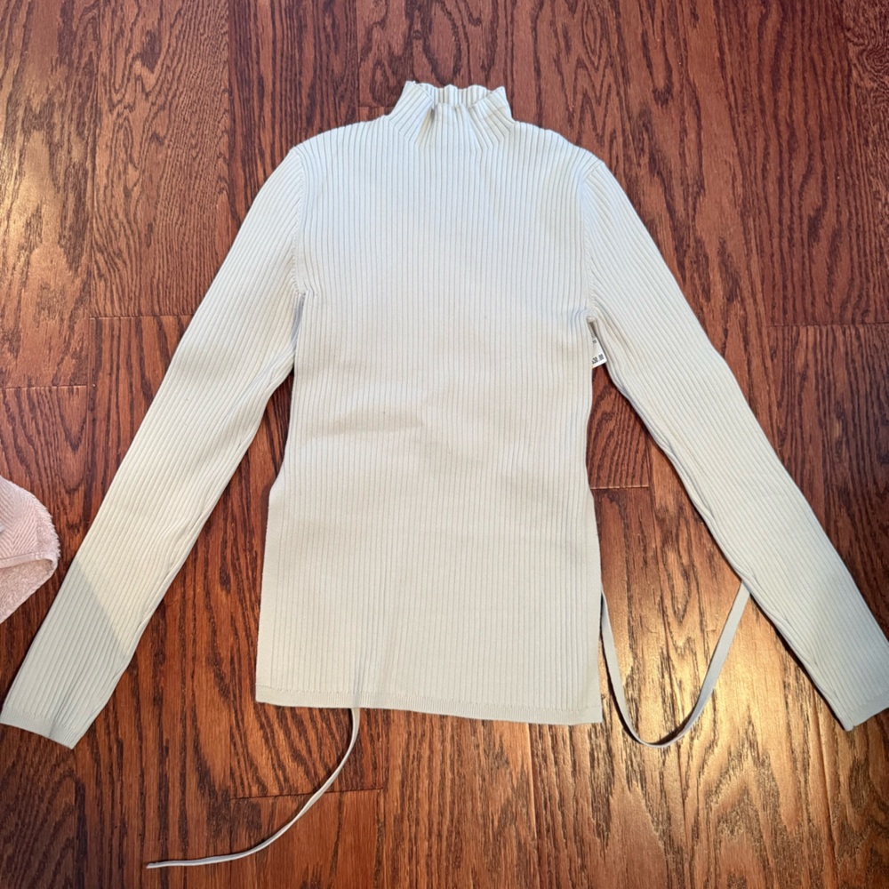 Babaton Ribbed Mock Neck Dress — Cream